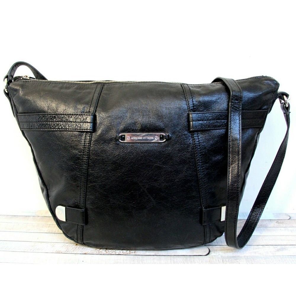 LRG
ADRIENNE VITTADINI BLACK GENUINE LEATHER XBODY SHOULDER BAG PURSE MESSENGER